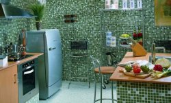 Кафельная плитка для кухни, фото решений с применением мозаики