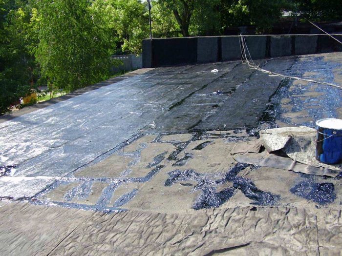 восстановление крыши гаража горячим битумом