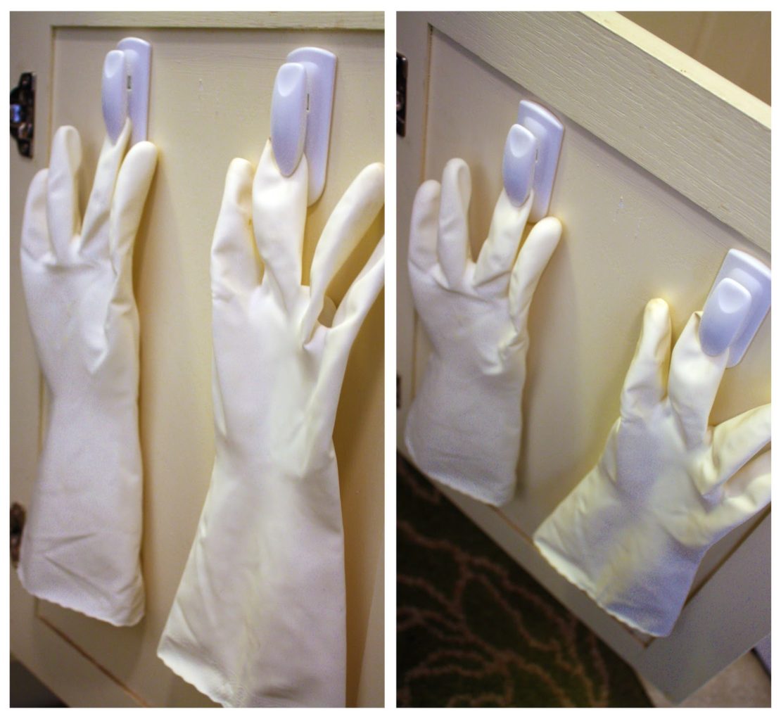 Хранение резиновых перчаток на прищепке